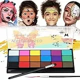 Janolia Gesichtsfarbe Kinderschminken Set, Body Painting Face Paint, Faschingsfarben Gesichtsbemalung mit Bürste, Perfekt Körperbemalung für Cosplay Weihnachten Karneval Halloween Ostern Themenpartys