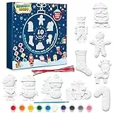KreativeKraft Weihnachtsdeko Bastelset Kinder, Gips Figuren zum Bemalen, DIY Bastelsets für Kinder (10er-Set)