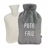 Fissure - Wärmflasche 'p*to frío' grau. 2-Liter-Wärmflasche. Wärmflasche mit weichem Überzug. Beutel zur Schmerzlinderung. Waschbar. Maße: 18,5 x 33 Zentimeter.
