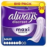 Always Discreet Inkontinenz-Einlagen Maxi Für Frauen, Saugstärke 7, 20 Stück, Extra Sicher Bei Blasenschwäche, Geruchskontrolle