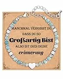CheersLife Armband Damen: Naturstein Armband mit Amazonstein, Geschenk für Frauen & Teenager, Verstellbare Größe, 16+4cm, Weihnachten & Geburtstag