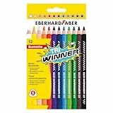 Eberhard Faber 518412 - Buntstifte Set TRI Winner, 12 bruchsichere Farbstifte, Dreikant Form