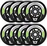 Inline Skate Rollen 80mm 76mm 72mm - 8 Stück Inline Skate Räder 85a inliner rollen mit kugellager ABEC9 | Inliner Skate Räder für K2 Hudora Gonex Apollo (A Schwarz, A 80MM)