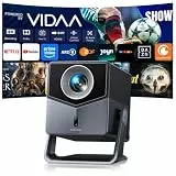 Beamer 4K [Schnellste VIDAA OS] Kompatibel mit Netflix & Dolby Audio, 1400ANSI 1080P Smart Beamer Heimkino Autofokus Trapezkorrektur, WiFi 6 & Bluetooth 5.4, 200°Drehbar Tragbarer Outdoor Projektor