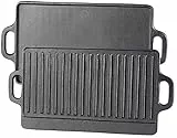 Rosenstein & Söhne Grillplatte Induktion: Gusseiserne Wende-Grillplatte für Ofen, Herd & Grill, 46 x 23 cm (Wendegrillplatte, Gussplatte, BBQ)