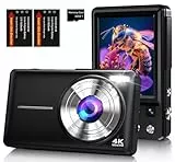Digitalkamera Kamera Fotokamera 4K 64MP mit Autofokus, Dual-Objektiv, 2,8-Zoll Bildschirm, 16X Digitalzoom, Zwei Akkus, 32GB Karte für Jugendliche, Anfänger, Kinder