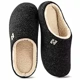 RockDove Herren Hausschuhe mit Sherpa-Futter und Memory-Schaum, 42/43 EU, Schwarz
