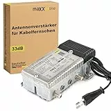 maxx.onLine Antennenverstärker für Kabelfernsehen, 33 dB Verstärkung, Hausanschlussverstärker, Signalverstärker, Kabel Verstärker