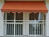 Angerer Freizeitmöbel GmbH Klemmmarkise Exklusiv - Markise für Sonnenschutz - Montage ohne Bohren und Dübeln - ideale Balkonmarkise für Mietwohnungen (Braun-Orange, 200 cm)