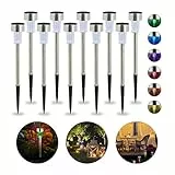 Relaxdays Solarleuchte im 10er Set, wasserdichte LED Solarlampen, für Garten & Terrasse, Farbwechsel, Edelstahl, silber