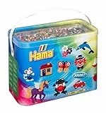 Hama Perlen 208-67 Bügelperlen im Eimer mit ca. 30.000 bunten Midi Bastelperlen mit Durchmesser 5 mm im Grundfarben Mix, kreativer Bastelspaß für Groß und Klein