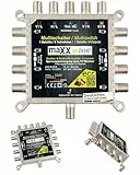 maxx.onLine Multischalter 8 Teilnehmer, 1 Satellit, Quad- & Quattro LNB tauglich, kein Netzteil notwendig, Sat Multischalter, Multiswitch