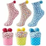 JARSEEN 3Box Kuschelsocken Weiche Bequeme Warme Flauschige Haussocken für Damen Mädchen Weihnachtssocken Valentinstag Geschen (EU 36-42, Rosa,Gelb,Blau)