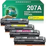 GREENSKY 207A mit Chip Kompatibel für HP 207A 207X für HP Color Laserjet Pro MFP M283fdw Toner Schwarz M283fdn M283cdw M282nw Color Laserjet Pro M255dw M255nw W2210A W2211A W2212A W2213A (4-Pack)