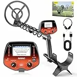 OMMO Metalldetektor Profi für Erwachsene & Kinder, USB Wiederaufladbarer Pinpointer Metalldetektor, 3 Modi, Hochpräzisions, IP68 wasserdichte Suchspule, Metalldetektoren Set mit Kopfhörer, Orange