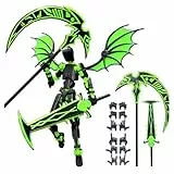 WANGHONGGOGO T13 Actionfigur, 3D gedrucktes Actionfiguren Set, mehrgelenkiges Actionfiguren mit 2 coolen Waffen und 6 Händen und Flügeln Kinder Glücksgeschenk Desktop Ornament ((Schwarz und Grün))