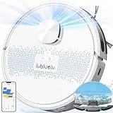 Lubluelu Saugroboter mit Wischfunktion 3-1, 4000Pa Staubsauger Roboter Lasernavigation mit 5 Karten, 55 dB Roboterstaubsauger mit APP Steuerung, Ideal für Tierhaare, Teppiche, Hartböden, Weiß (SL60D)