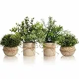 YVONNEYI 4 Stück Kunstpflanze für Deko Wohnzimmer, Künstliche Pflanzen wie echt Eukalyptus, Fake Plant für Home Schlafzimmer Badezimmer Küchen Büro Zimmer Fensterbank Zuhause Innen Deko (005, 4 Stück)