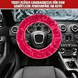 Walser Lenkradbezug Teddy Plüsch, Lenkradhülle Kunstfell, Plüsch-Lenkradabdeckung, Lenkradschoner Lammfell-Optik vegan pink