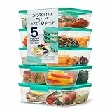 Sistema Nest IT Frischhaltedosen Meal Prep Boxen | 1,9 l luftdichte Vorratsdosen mit DREI Fächern und Deckeln | Grün | 5 Stück