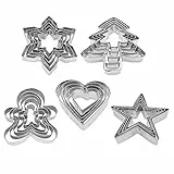 Ausstechformen Weihnachten Ausstecher, 25PCS Keksausstecher aus Edelstahl, Herz Lebkuchenmann Stern Schneeflocke Tannenbaum Ausstechform, für Torten Fondant Weihnachten Kekse Backen