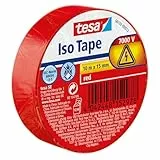 tesa Isolierband - Selbstklebendes Isolierband, hitzebeständig - Zum Isolieren, Reparieren und Bündeln - 10 m - ROT