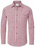 AMZHOTER Trachtenhemd Herren Oktoberfest Hemd Kariertes Hemd Outfit Langarm Trachten Hemden Tracht Rot Trachtenhemden Kurzarm Karohemd Freizeithemd Baumwolle L