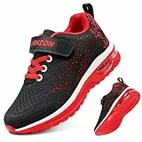 ASHION Turnschuhe Kinder Sneaker Kinderschuhe Mesh Atmungsaktiv Outdoor Laufschuhe(Rot,37EU)