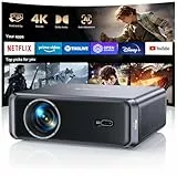 Smart Beamer 4K mit Official Netflix, Dolby Audio, 1000 ANSI Beamer 4K Heimkino Unterstützt Auto Focus/6D Trapezkorrektur, WiFi 6/Bluetooth Full HD 1080P Projektor Outdoor Garten für Android/iPhone