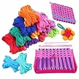 DIYEAH Strickset Anfänger Kinder Webrahmen Inkl 192 Elastische Akryl Schlaufen Bunt Selbstgemacht Bastelset für Topflappen Armbänder Kunst Handwerk