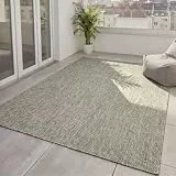 benuta Basic In- & Outdoor Teppich Wohnzimmer Iowa - Dunkelgrau 160x230 cm - Boho Jute-Look wetterfest für Balkon, Terrasse - Schlafzimmer, Küchenteppich & Wohnzimmerteppich - Strapazierfähig & Robust