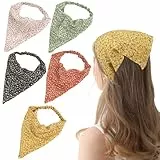 Damen Stirnbänder Dreieck Kopftüchern Elastische Haarschal Boho Chiffon Turban für Frauen Mädchen 8 Stück Blumenmuster