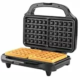 Petra PT2249TVDE Deep-Fill-Waffeleisen - antihaftbeschichtete XL-Platten, Cool-Touch-Griff, American Style, Verriegelung, 900 W, automatische Temperaturregelung, Betriebs- und Bereitschaftsanzeige