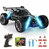 BuzzoXerex 1:18 Ferngesteuertes Auto, 2.4GHz RC Offroad Auto, 2WD 15KM/H RC Buggy mit Sprühfunktion LED-Leuchten, 60 Min Spielzeit, Spielzeugauto Geschenk für Kinder ab 6 7 8 Jahre (Schwarz)