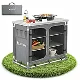 Juskys Campingküche faltbar mit Tragetasche - Outdoor Camping Küche Campingschrank klappbar - Faltbare Küchenbox - Grau