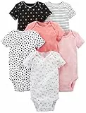 Simple Joys by Carter's Baby Mädchen 6-Pack Short-Sleeve Bodysuit Body, Rosa/Schwarz/Weiß, Frühchen (6er Pack)