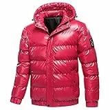 Generisch Steppjacke Herren Winter, Übergangsjacke Mit Full Zip Und Taschen Winterjacke Oversized Warm Daunenjacke Mit Logo-Applikationen Kapuzenjacke Einfarbig Schlicht Softshelljacke Für Männer