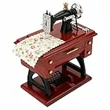 ZJchao Vintage Nähmaschinen-Spieluhr mit Aufziehmechanismus, Beweglichen Teilen, Melodie und Aufbewahrungsfach – Ideal Als Dekoration für Zuhause oder den Schreibtisch. (1010 Mini