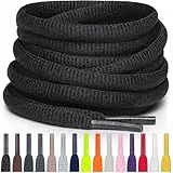 Miscly Schnürsenkel Oval, Reißfest für Sportschuhe, Sneaker und Laufschuhe - 100% Polyester - Ø 6mm (114 cm, Schwarz)