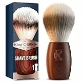 King C. Gillette Bartpflege Rasierpinsel Herren mit weichen Borsten und Holzgriff, Rasurerlebnis auf Barbier-Niveau, Geschenk für Männer