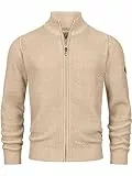 Indicode Herren INLayton Strickjacke mit Stehkragen und Reißverschluss | Cardigan Feinstrickjacke für Männer Irish Cream, L