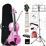 Aileen Geige 4/4 für Erwachsene Anfänger, Violine Set für Kinder ab 12 Jahre, Teenager Rosa Geige Einsteiger Kit Vollständig mit 13 Zubehör, Notenständer, Exklusive Neue Griffbrett Aufkleber