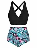 Hanna Nikole Damen Große Größen Hoher Taille Bikini Set Push Up Badeanzug Ruched Bauchweg Bademode Zweiteiliger Swimsuit