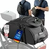 Valkental 3in1 Fahrradtasche für Gepäckträger mit Rucksackfunktion - 10-14L Volumen - Gepäckträgertasche mit zahlreichen Fächern - Wasserfest & Reflektierend - Mit Tragegriff - Geprüfte Qualität