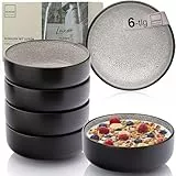 SÄNGER Luxor | Steingut Müslischalen Bowl Schüssel 6 teilig, Schüssel Set 6 Personen, Schale spülmaschinen- mikrowellen- kratzfest, Dessertschalen, Schüsseln braun beige 650 ml | VALUE COLLECTION