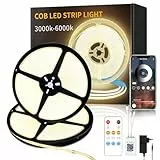 Yeewhale COB LED Streifen Warmweiß 30M,24V LED Stripe Dimmbar 3000K,lichtband selbstklebend,cob App Steuerung mit Fernbedienung，DIY led küche Wohnzimmer(2 Rollen von 50ft)