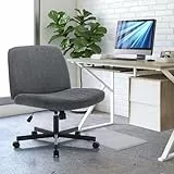 COLAMY Breiter Bürostuhl, Gepolsterter Armloser Schreibtischstuhl Drehbarer Home Office Stuhl 115° Wippfunktion Ergonomischer Computerstuhl für Home Office, Schminken, Gaming (Mit Rollen, Dunkelgrau)
