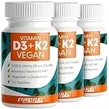 Vitamin D3 K2 VEGAN - 360 Tabletten mit 5000 IE D3 + 200 mcg K2 (MK7) - Vitamin D3 optimal hochdosiert und vegan - Vitamin K2 in bioaktiver MK7-Form - laborgeprüft mit Zertifikat