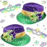 Bdecoll 2Pack Karnevals Oktoberfest Hüte Karneval Herren Karneval-cowboyhüte Mardi Gras Kopfschmuck Mardi-gras-ball-kappe Karnevalshüte Für Karnevals-kopfbedeckungen Für Frauen Grüner Fedora-hut Tuch