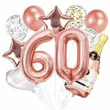 VIKY® 60 Geburtstag Deko Frau, Rosegold Luftballons Deko 60 Geburtstag Frau Mann, 60. Geburtstage Deko Set mit 60th Folienballon und Konfetti Luftballon, Party Deko 60 Geburtstags Mann Frau Geschenk